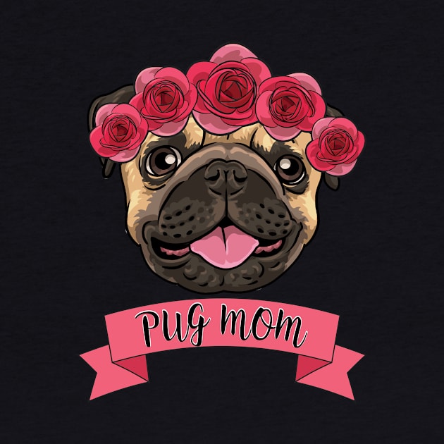 Pug Mom Flower Crown Tee by pengjenny